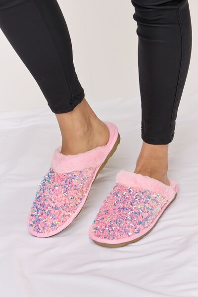 Forever Link Sequin Plush Round Toe Slippers - LIMITED SIZES LEFT - T - 1 COLOR -