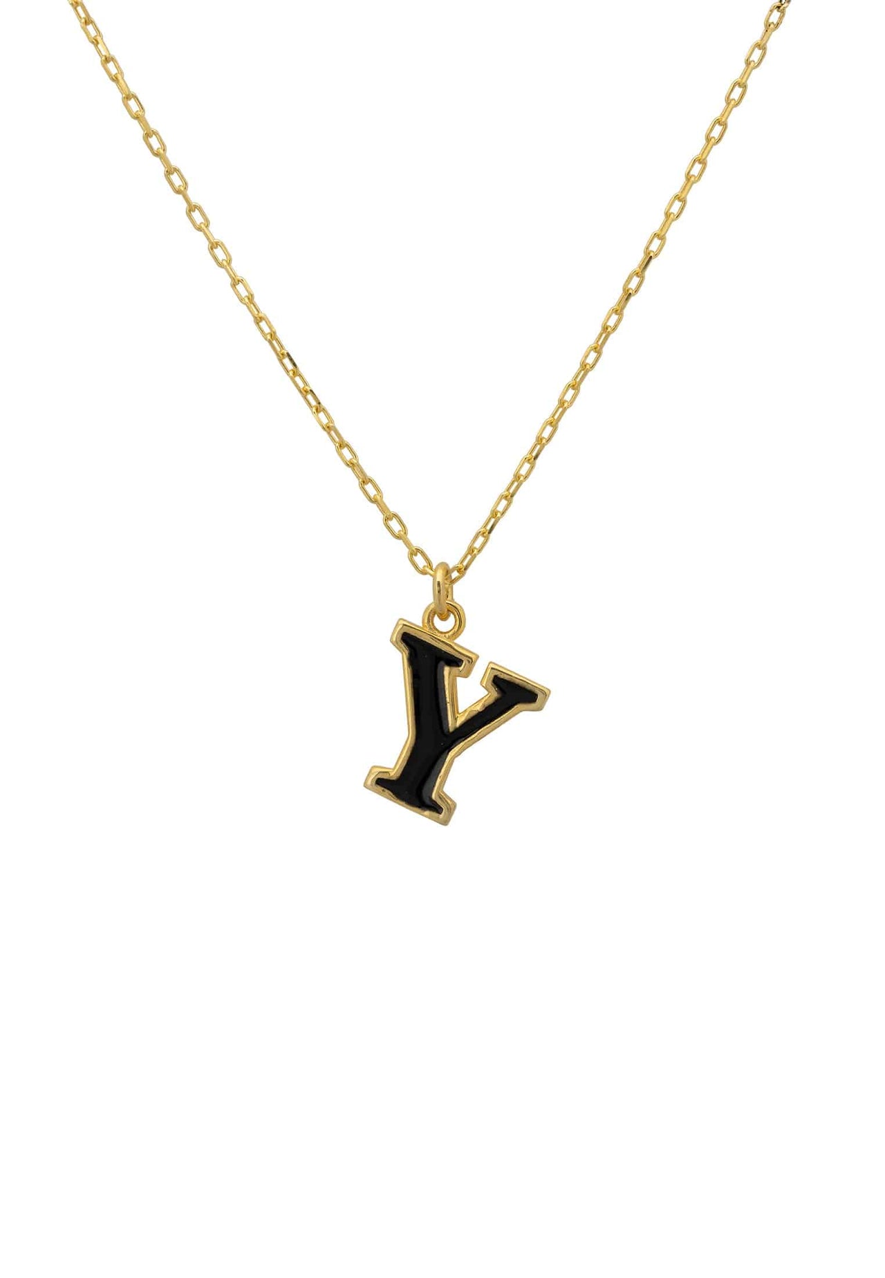 Initial Enamel Necklace Gold Y -