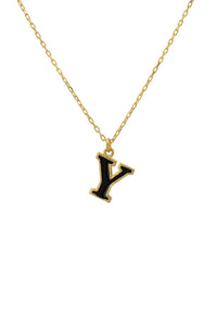 Thumbnail for Initial Enamel Necklace Gold Y -