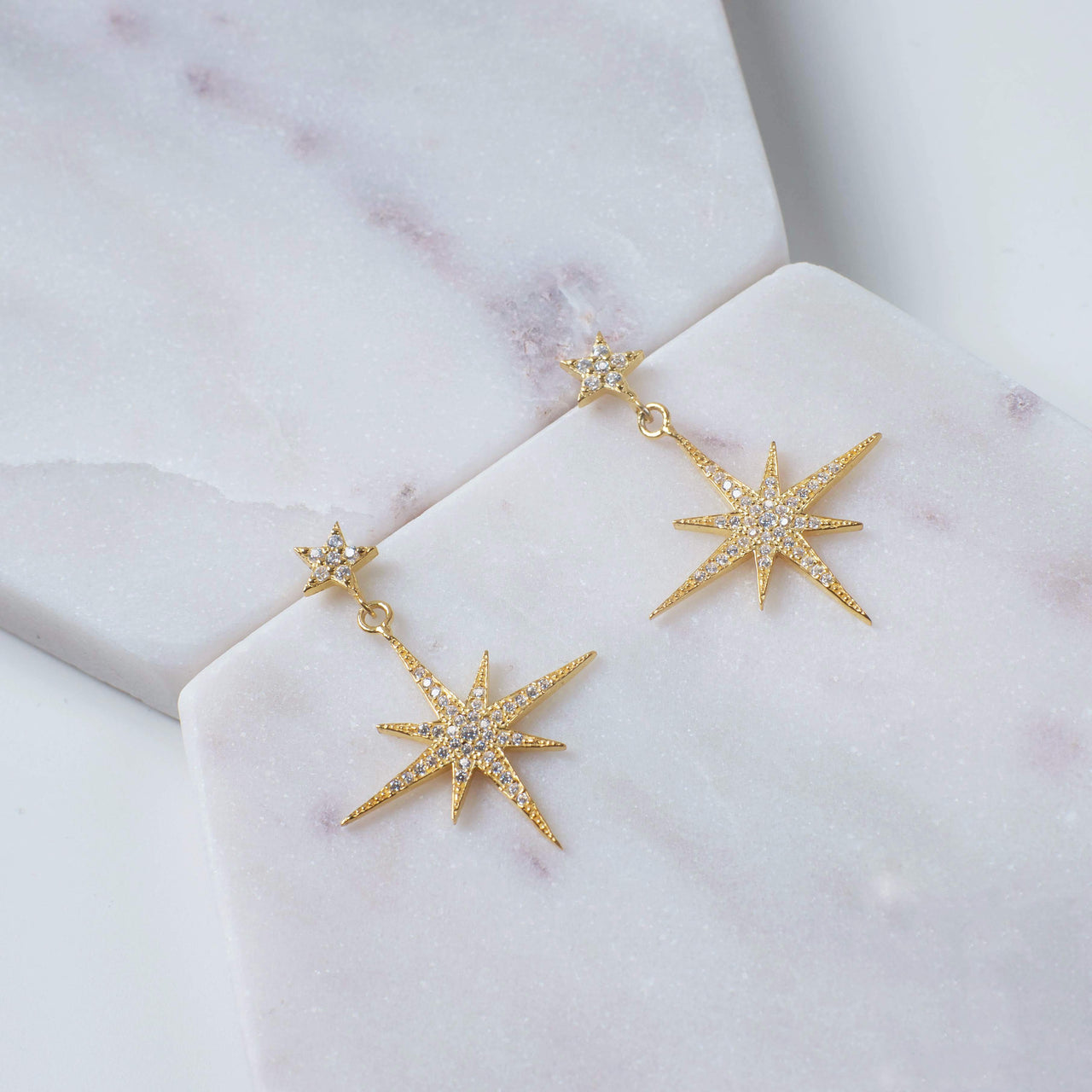 LATELITA - Petite Star Burst Drop Earrings Gold -