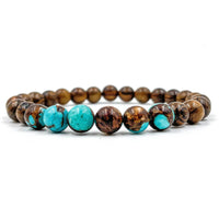 Thumbnail for Grove - Bronzite Turquoise & Tigerskin Sandalwood Mala Beaded Bracelet -