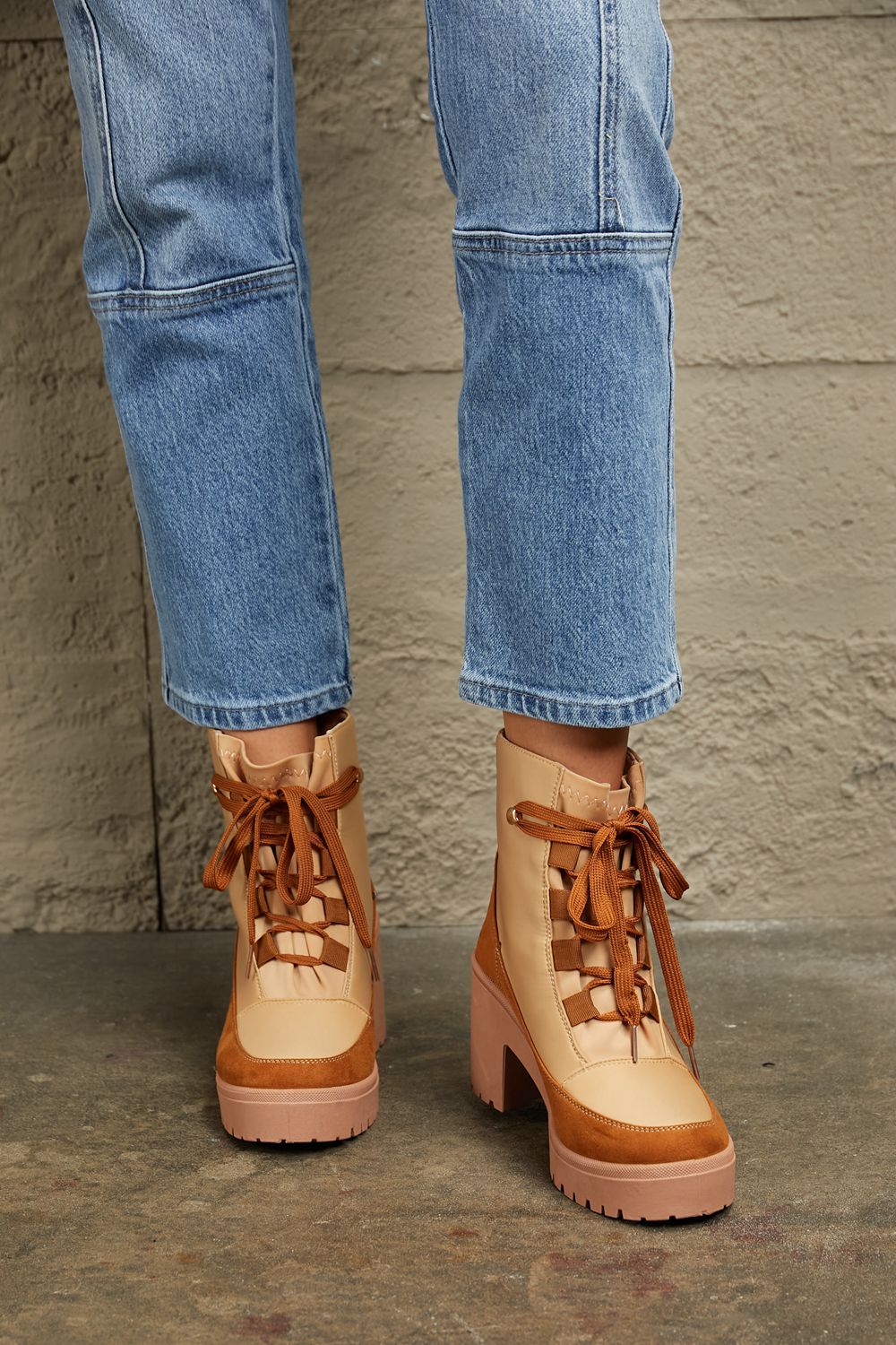 East Lion - Lace Up Lug Booties - T - 1 COLOR -