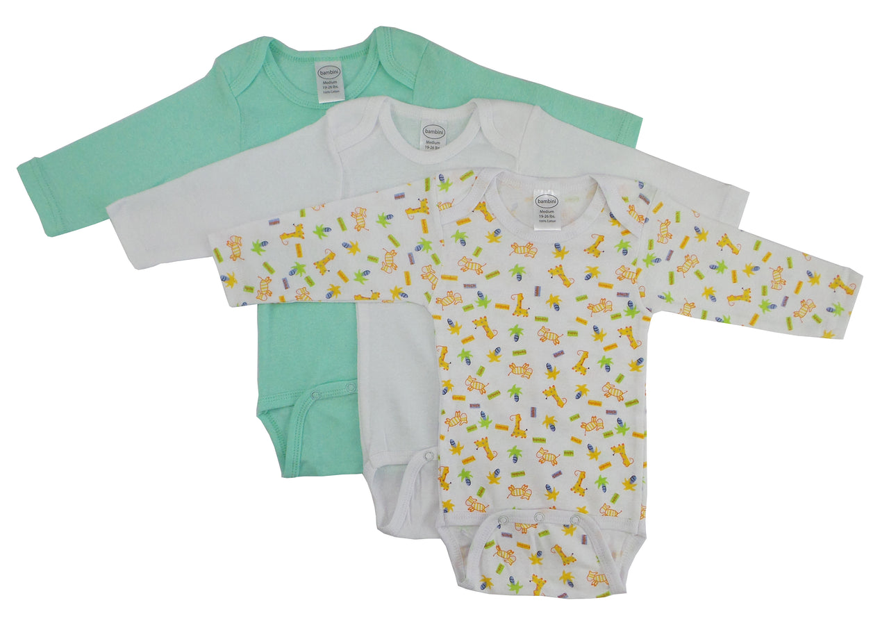 Bambini  Longsleeve Printed Onezie Variety Pack - 3 PACK -