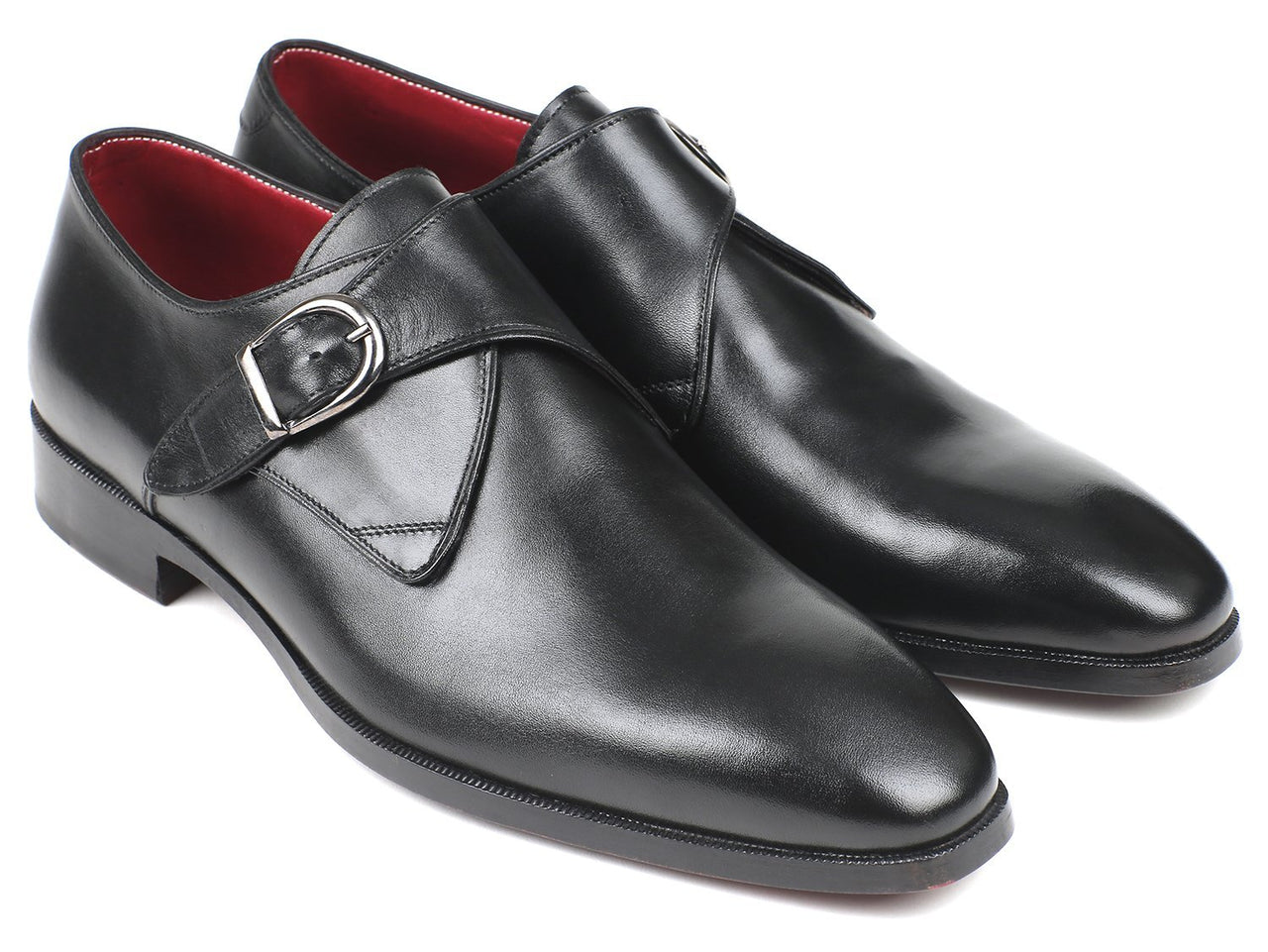 Paul Parkman - Black Leather Single Monkstraps -