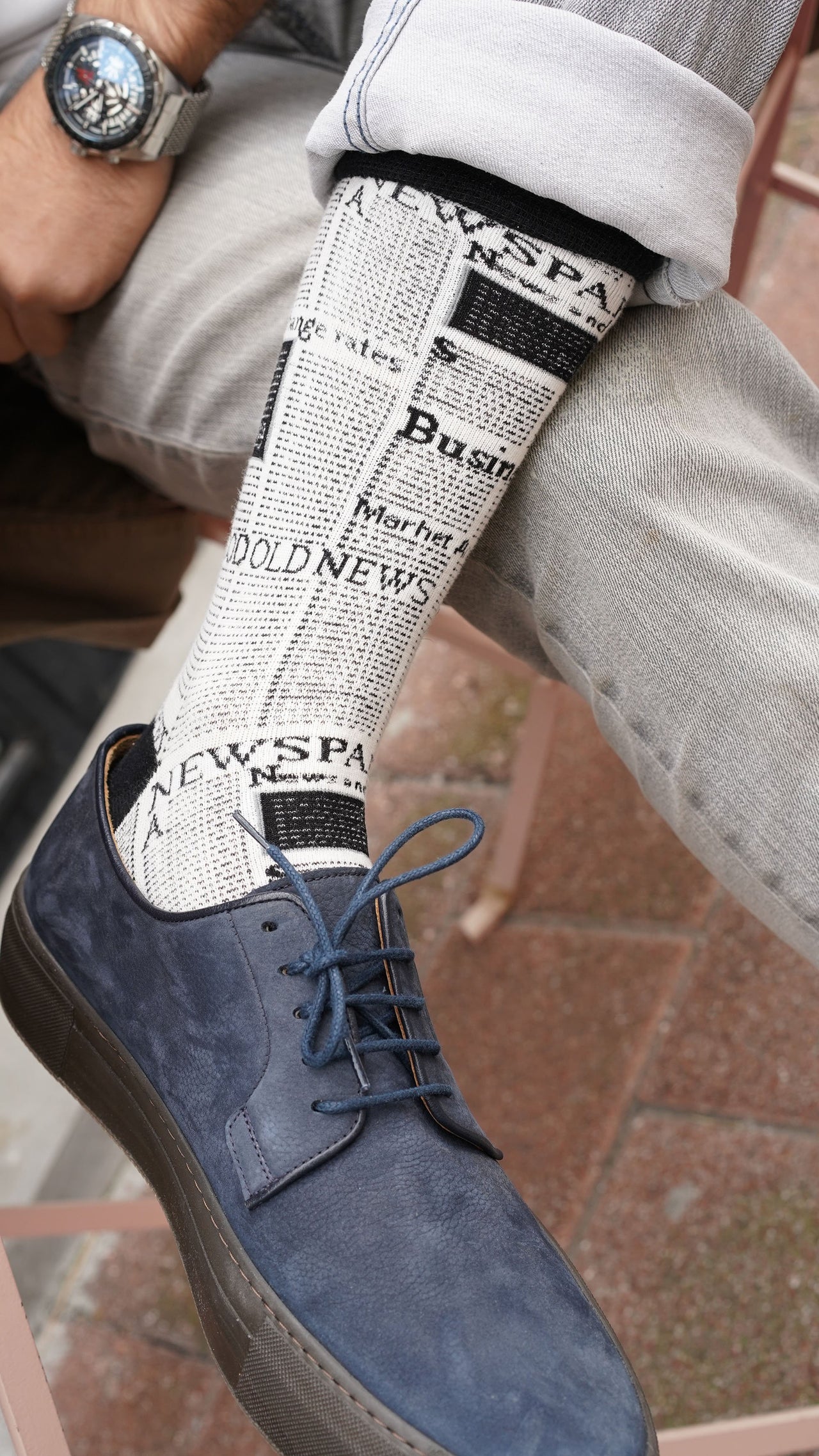 Men's Newspaper Socks - 1 COLOR -