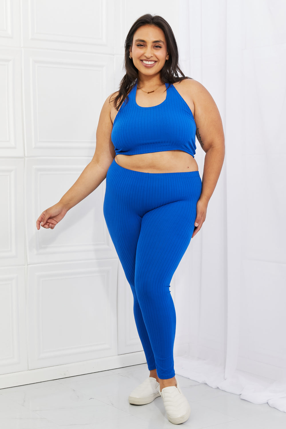 Capella On The Daily Full Size Halter Crop Top and Leggings Set - 2 PCS - T - 1 COLOR -