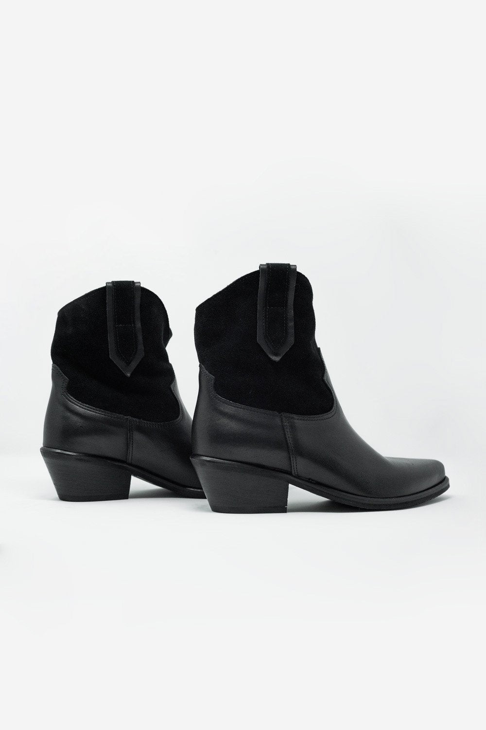 Q2 - Black Western Sock Boots With Suede Detail - 1 COLOR -