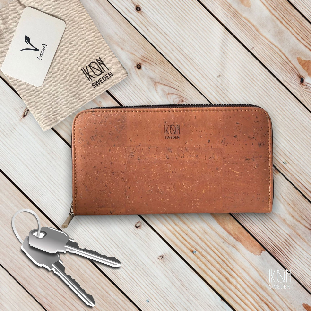 IKON SWEDEN - Cork Leather Zip Wallet - Rosy Brown - 1 COLOR -