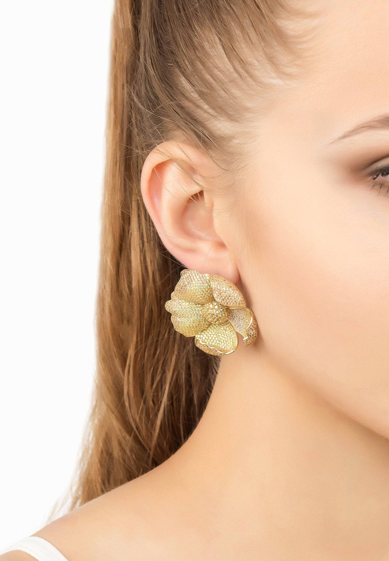 LATELITA - Poppy Flower Lemon Earrings Gold -