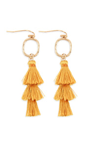 Thumbnail for Three Drop Tassel With Metal Hook Earrings - 11 COLORS -