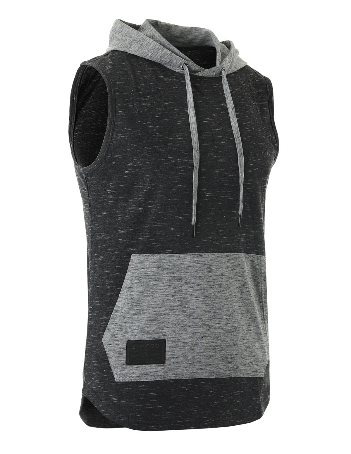 Men's Color Block Sleeveless Pullover Kangaroo Pocket Workout Hooded Tank - 2 COLORS - -