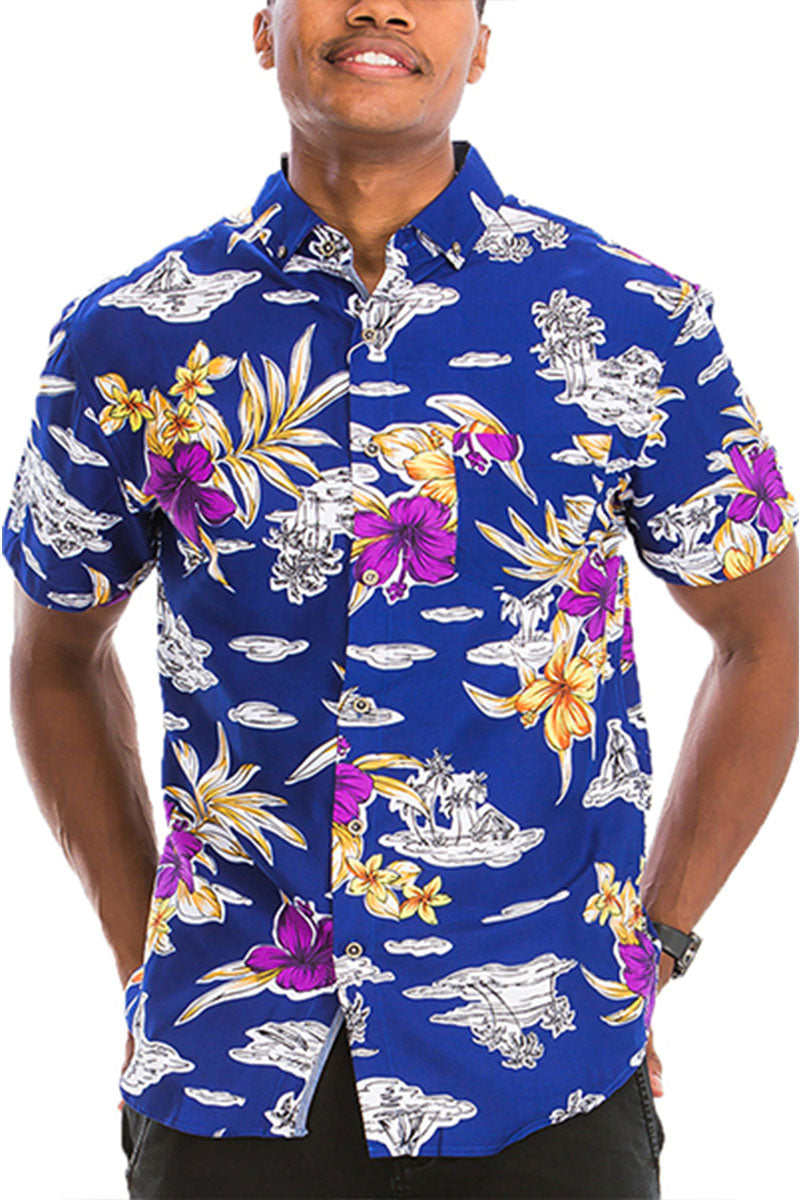 WEIV - Digital Print Hawaiian Short Sleeve Shirt -