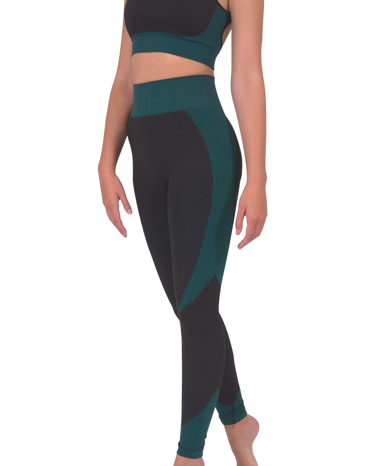 Savoy - Trois Seamless Legging - Black With Teal Blue - 1 COLOR -