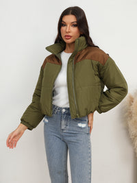 Thumbnail for Two-Tone Zip-Up Puffer Jacket - T - 1 COLOR -