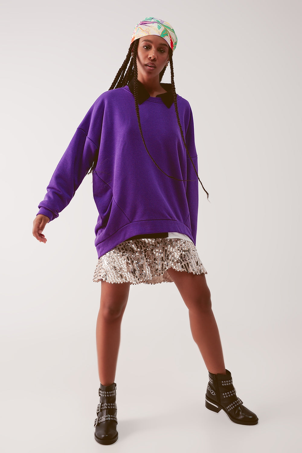 Q2 - Oversized Sweatshirt in Purple - 1 COLOR -