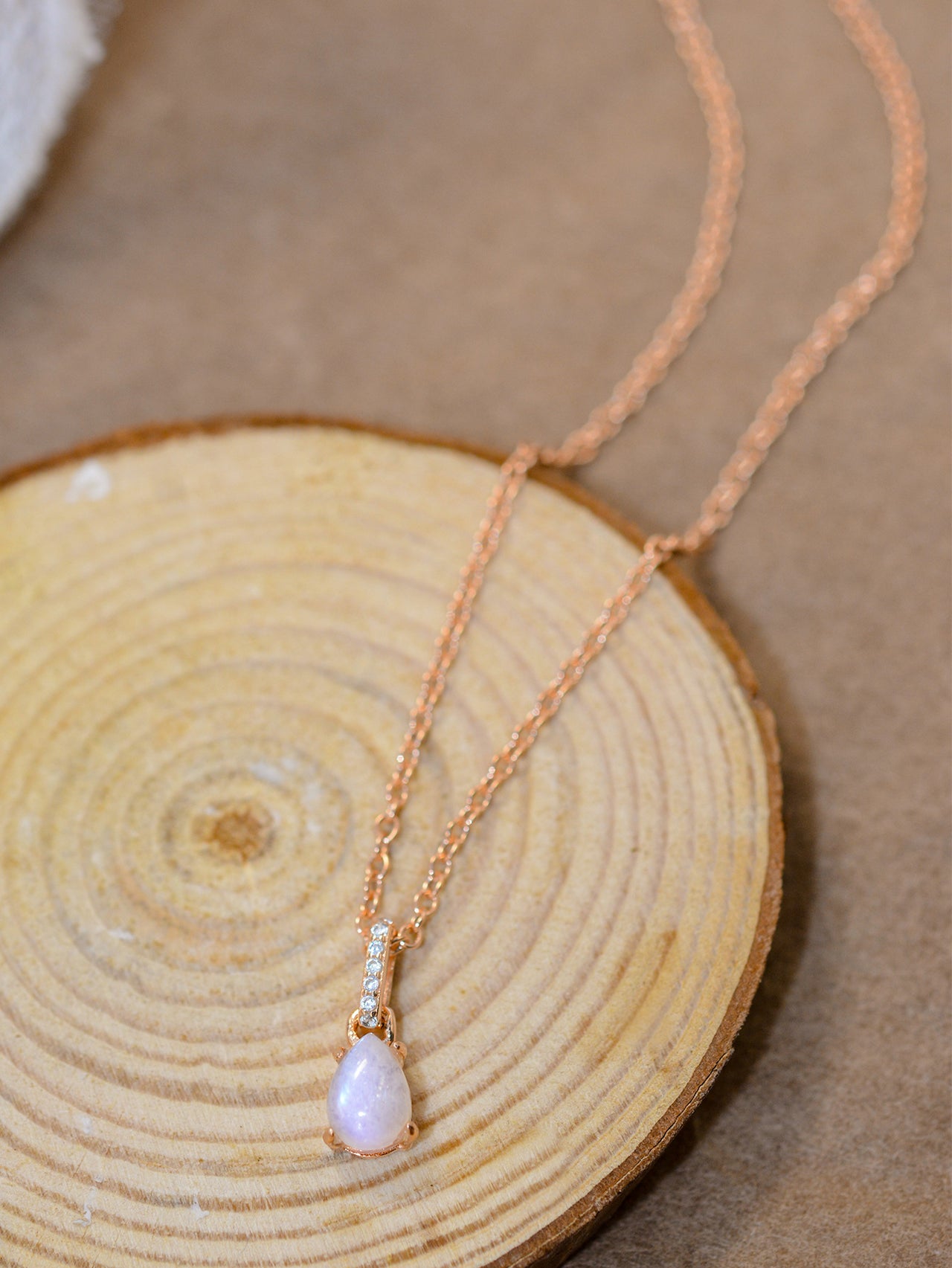 Moonstone Teardrop Pendant Necklace - T - 1 FINISH -