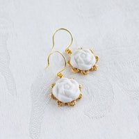 Thumbnail for Everyday Porcelain Camellia Flower Charm Earrings -