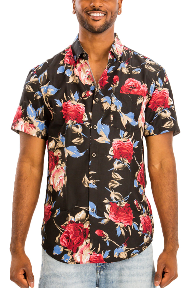 WEIV - Digital Print Hawaiian Short Sleeve Shirt -