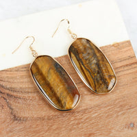 Thumbnail for USA - Natural Oval Stone Earrings - 9 COLORS -