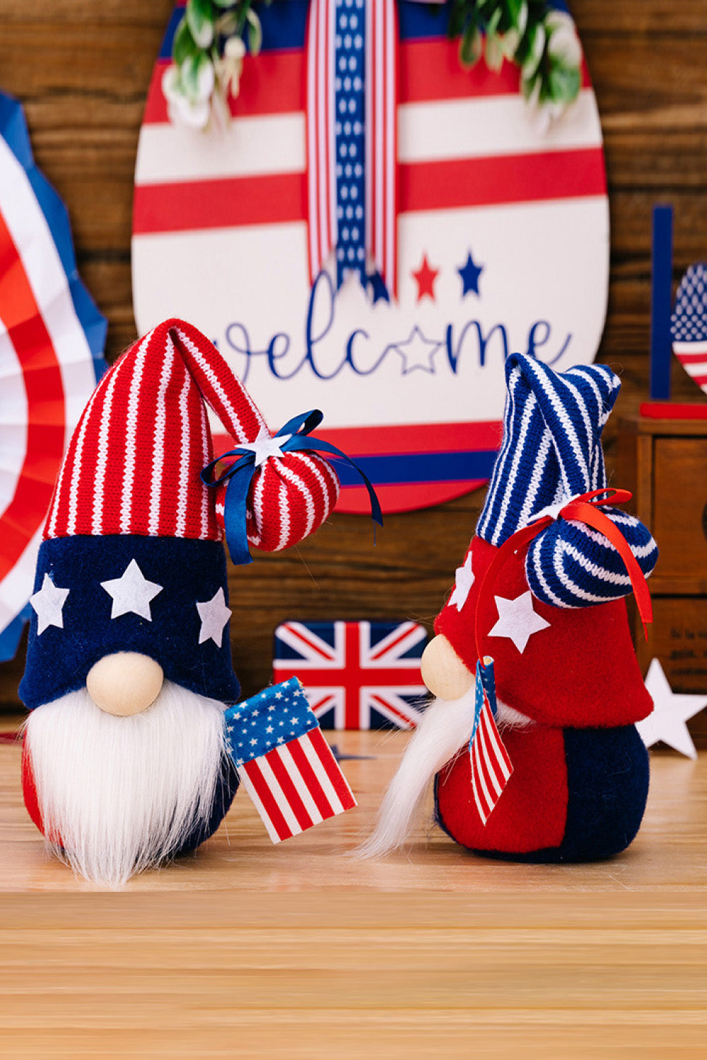 Set of 2 Independence Day Knit Decor Gnomes - 14.5" - 2 TYPES - 2 TYPES / SET - [5-10 DAY DELIVERY] - T -