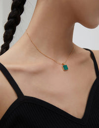 Thumbnail for Satellite Chain Square Malachite Pendant Necklace