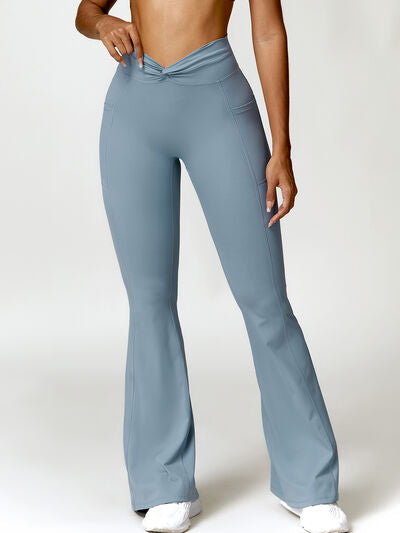 Twisted High Waist Active Pants with Pockets - T - 5 COLORS -