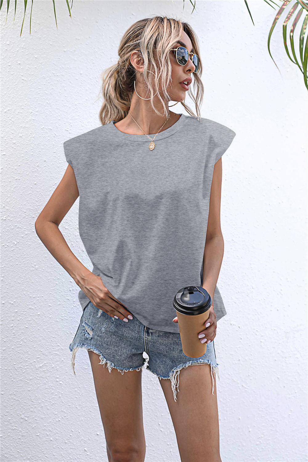 Round Neck Cap Sleeve Tee - T - 6 COLORS -