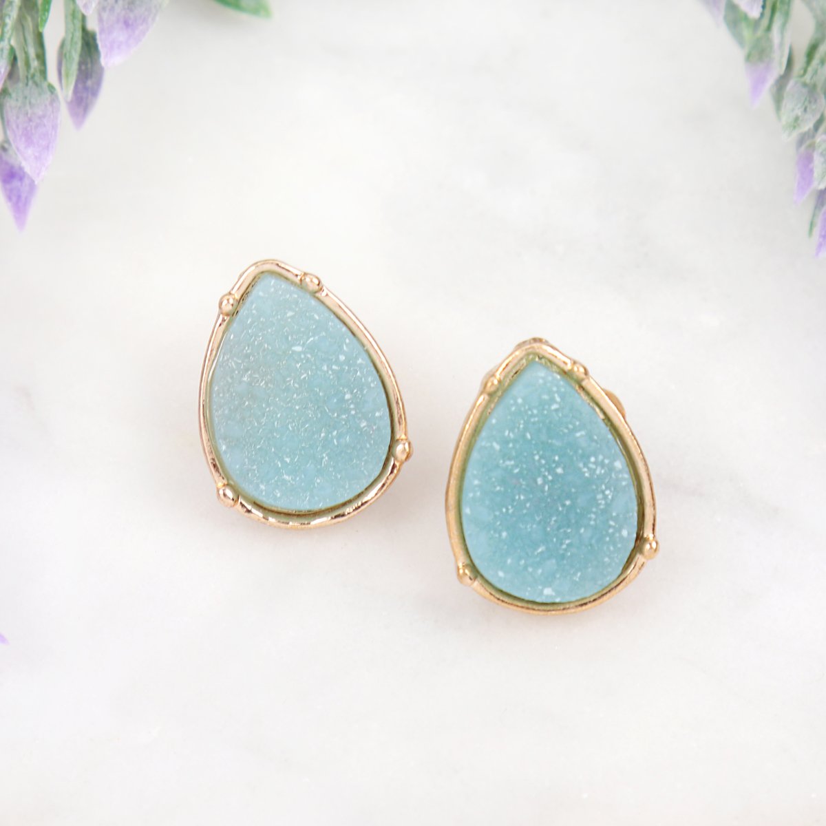 Druzy Teardrop Post Earrings - 17 COLORS -