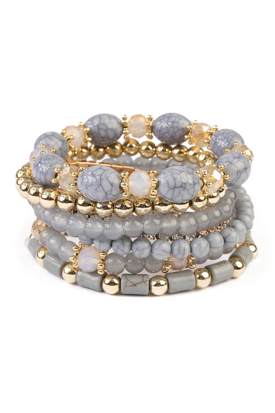 Riah Fashion -  - Multibead Stackable Bracelet - 7 COLORS -