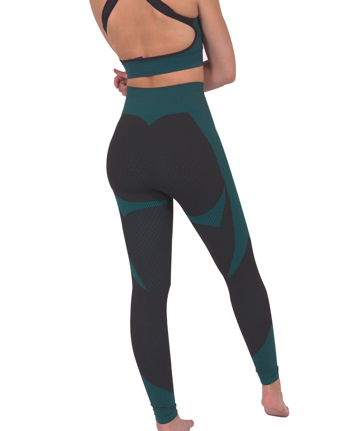 Savoy - Trois Seamless Legging - Black With Teal Blue - 1 COLOR -