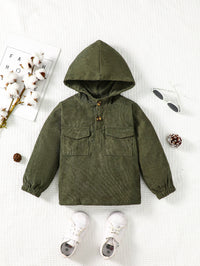 Thumbnail for Buttoned Hoodie with Pockets - T - 1 COLOR -