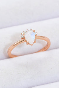 Thumbnail for 18K Rose Gold-Plated Pear Shape Natural Moonstone Ring - T - SIZES 6 THRU 9 - 1 FINISH -