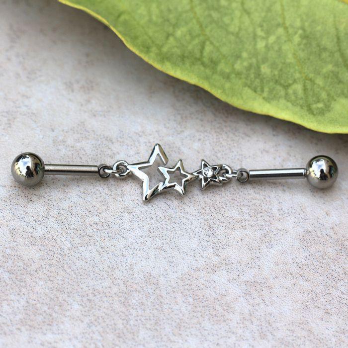 316L Stainless Steel Star Chain Industrial Barbell -