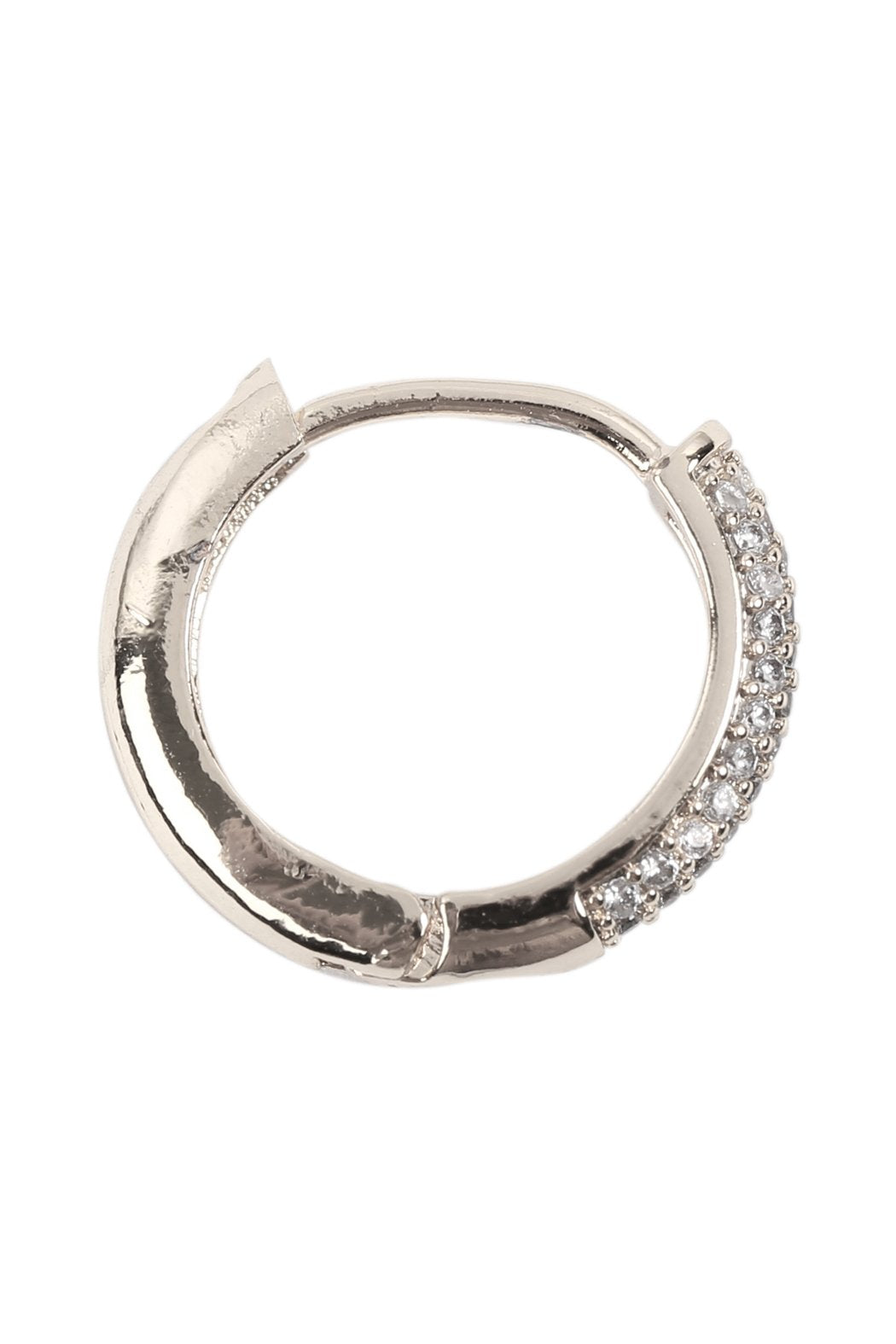 Riah Fashion - 0.65 Pave Huggie Hoop Earrings - 2 COLORS -