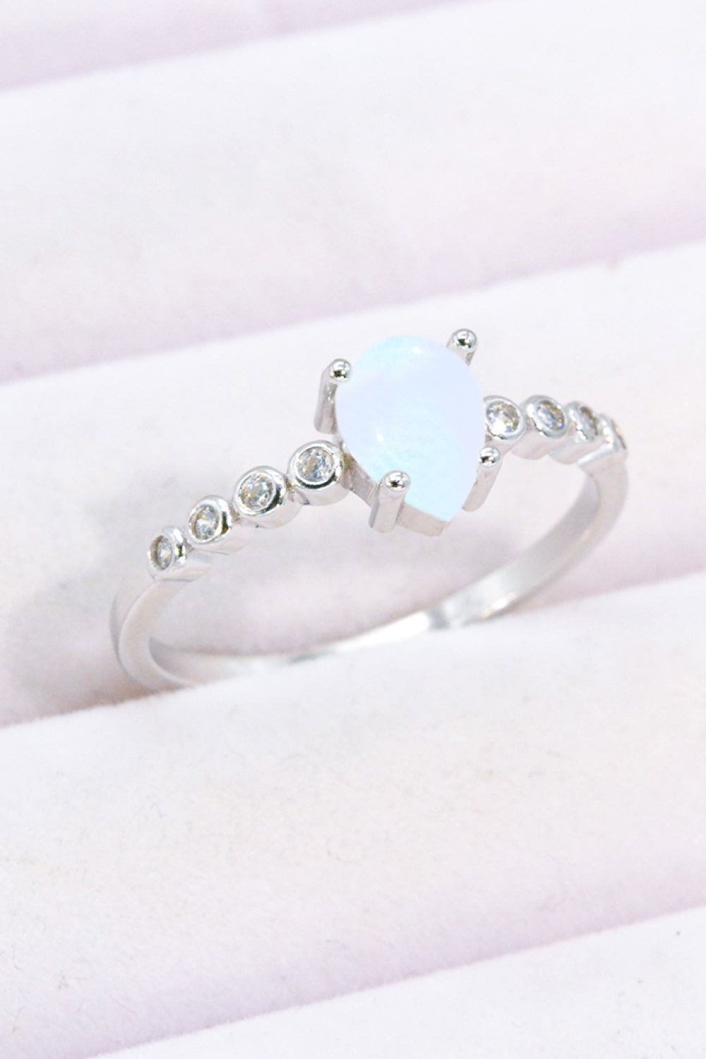 Teardrop Natural Moonstone Ring - T - SIZES 6 THRU 9 - 1 FINISH -