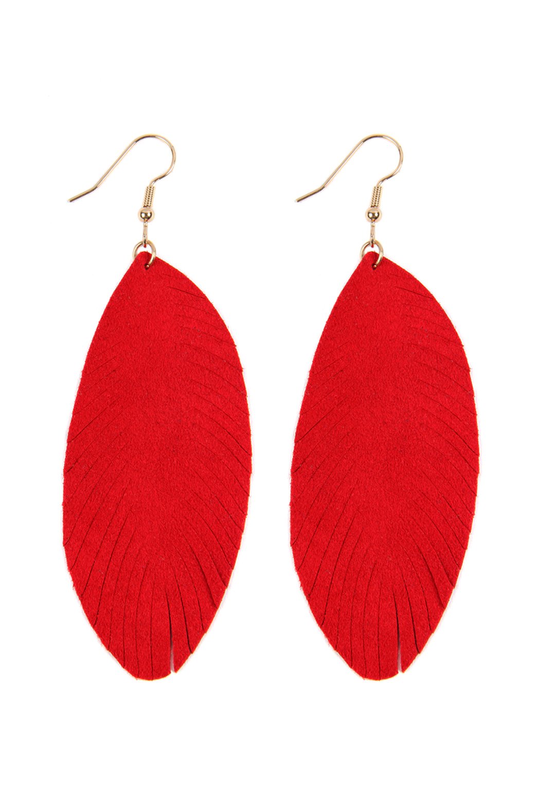 Fringe Leaf Leather Drop Earring - 8 COLORS -