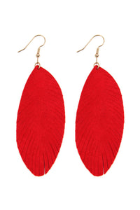 Thumbnail for Fringe Leaf Leather Drop Earring - 8 COLORS -