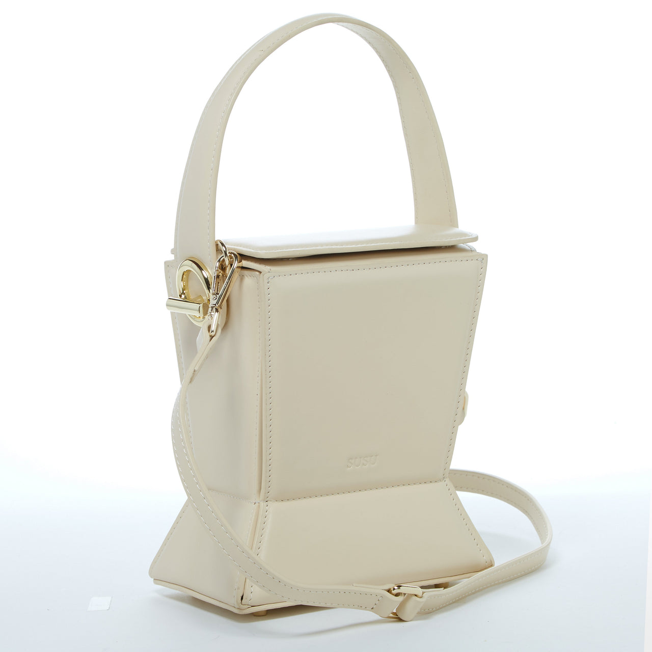 Amber Leather Bucket Bag Creamy Off White -