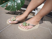 Thumbnail for SAND BY SAYA N.Y. - Pear - Rhinestone Mid Wedge Flip Flops - 2 COLORS -