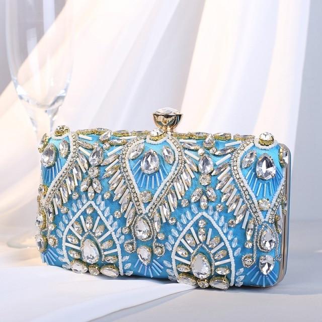 Sharon Tatem - Clutch Handbag Luxury Diamond Rhinestone Clutch Bags - Exquisite Clutches Pearls Beaded Chain Handbags Wedding Purse - 3 (1) SIDE COLORS -