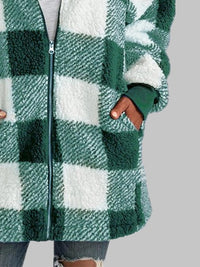 Thumbnail for Plaid Zip-Up Hooded Jacket with Pockets - T - 7 COLORS -