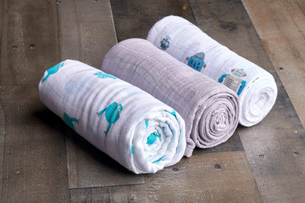 Newcastle - Space Robot Cotton Muslin Swaddle -