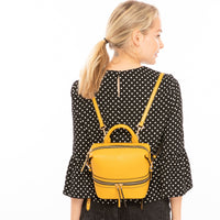 Thumbnail for Ashley Small Yellow Leather Backpack -