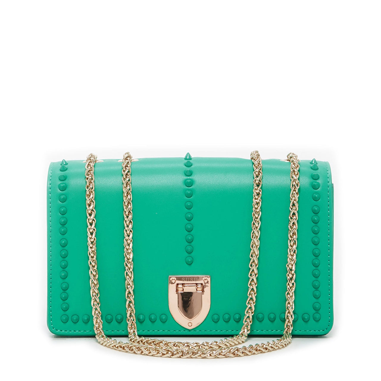 Josie Green Leather Bag With Chain Strap -