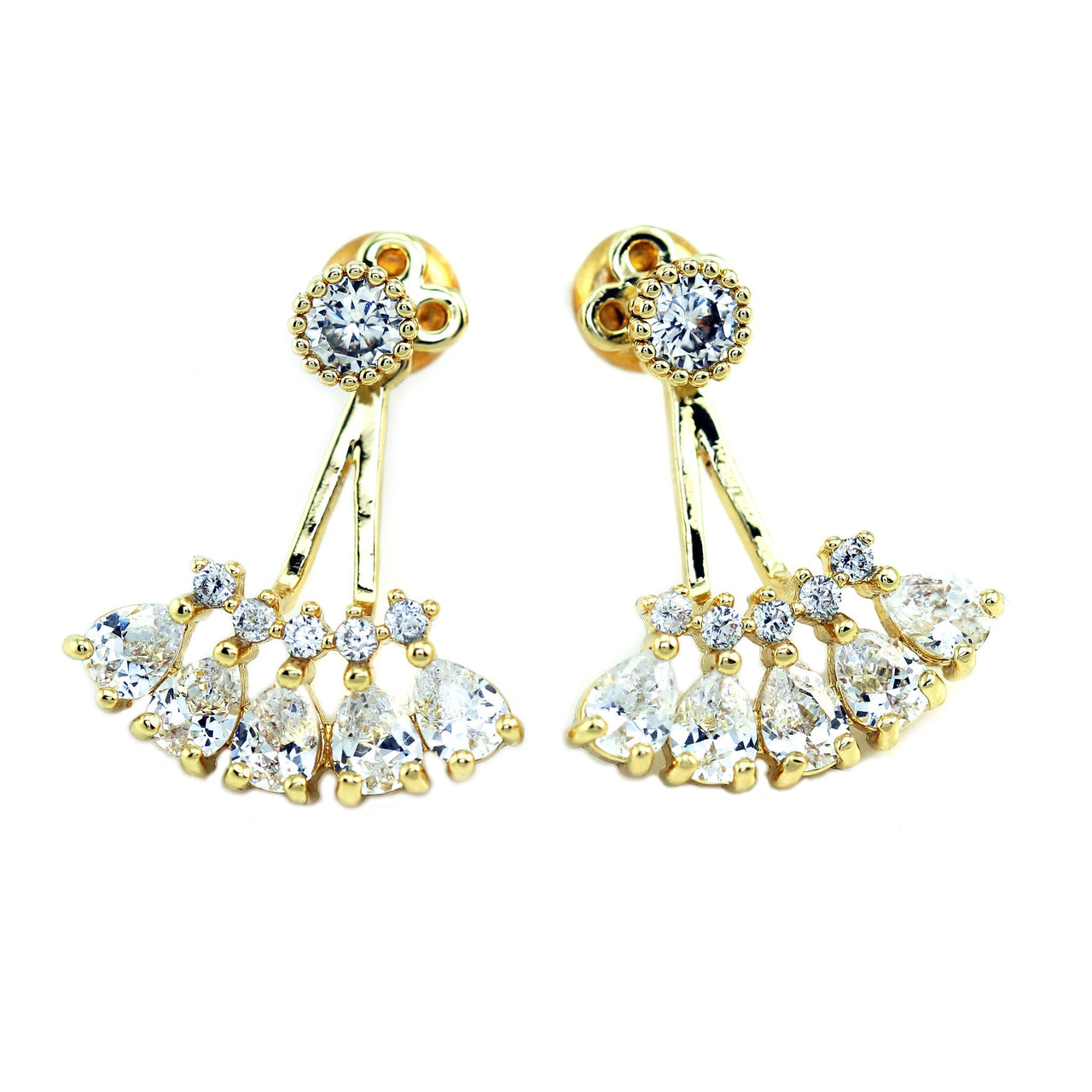 KRISTIN PERRY - Crystal Fan Ear Jacket - 3 GOLD TYPES