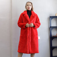 Thumbnail for Sharon Tatem - Plush Thick Warm Loose - Faux Rabbit Fur Coat - Loose Lapel - 11 COLORS -