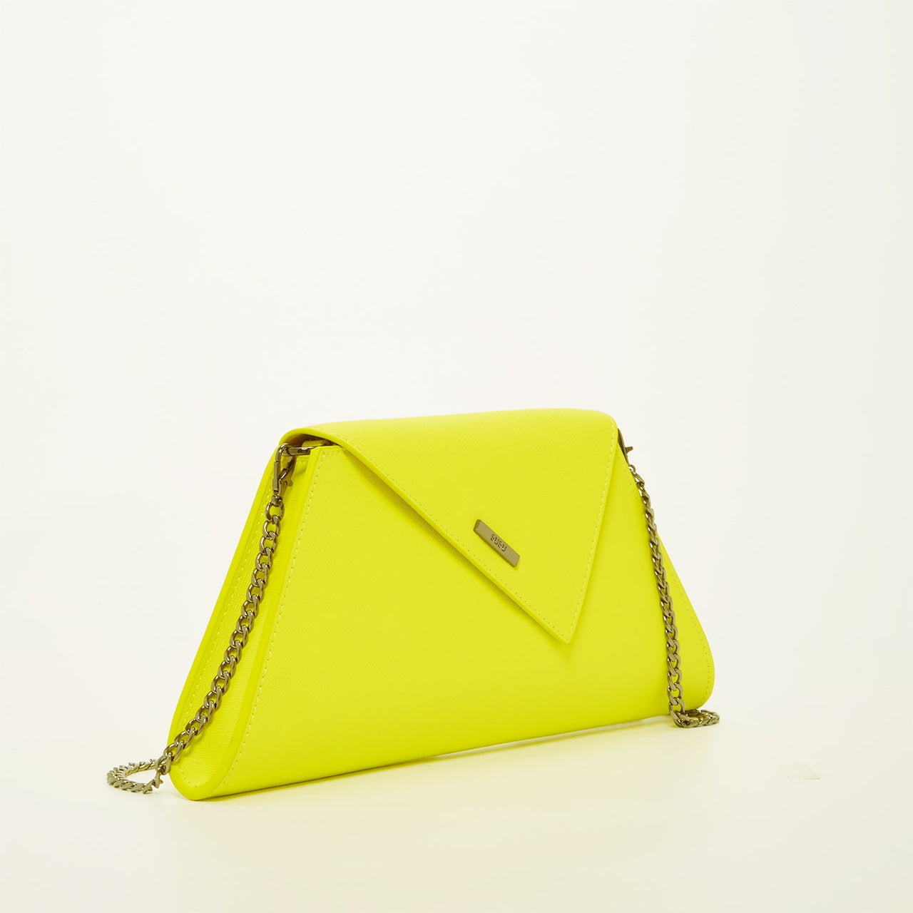 Angelica Electric Yellow Leather Clutch Purse -