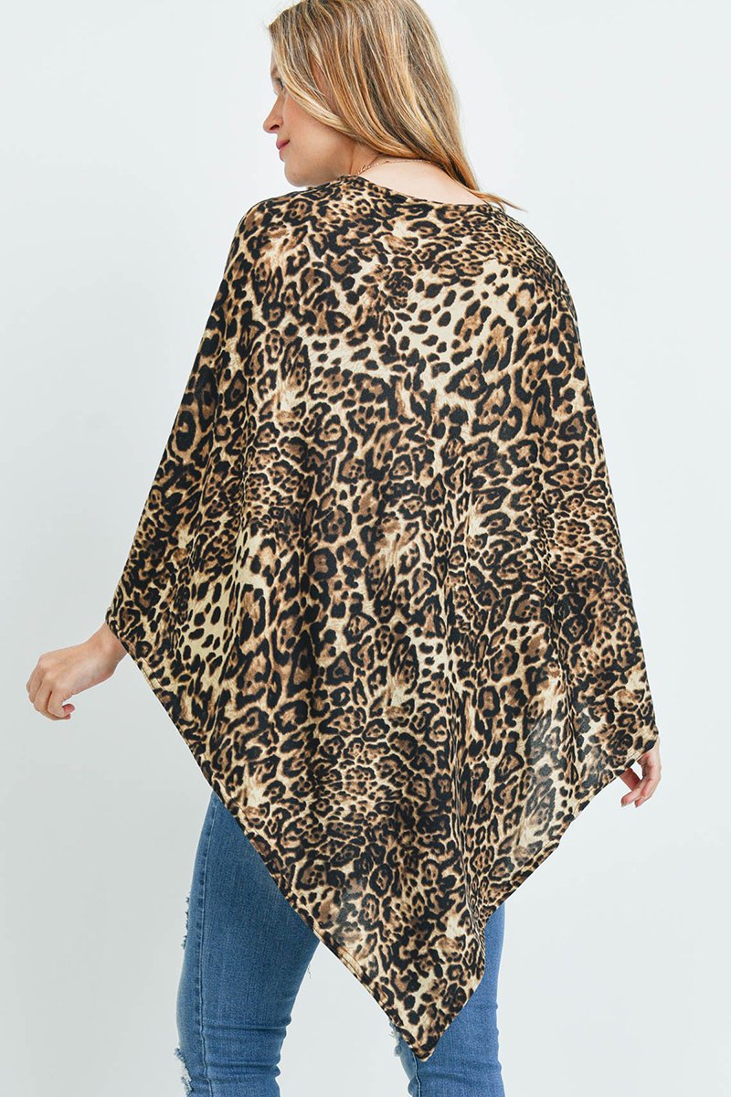 Riah Fashion - All Year Round Leopard Poncho - 3 COLORS -