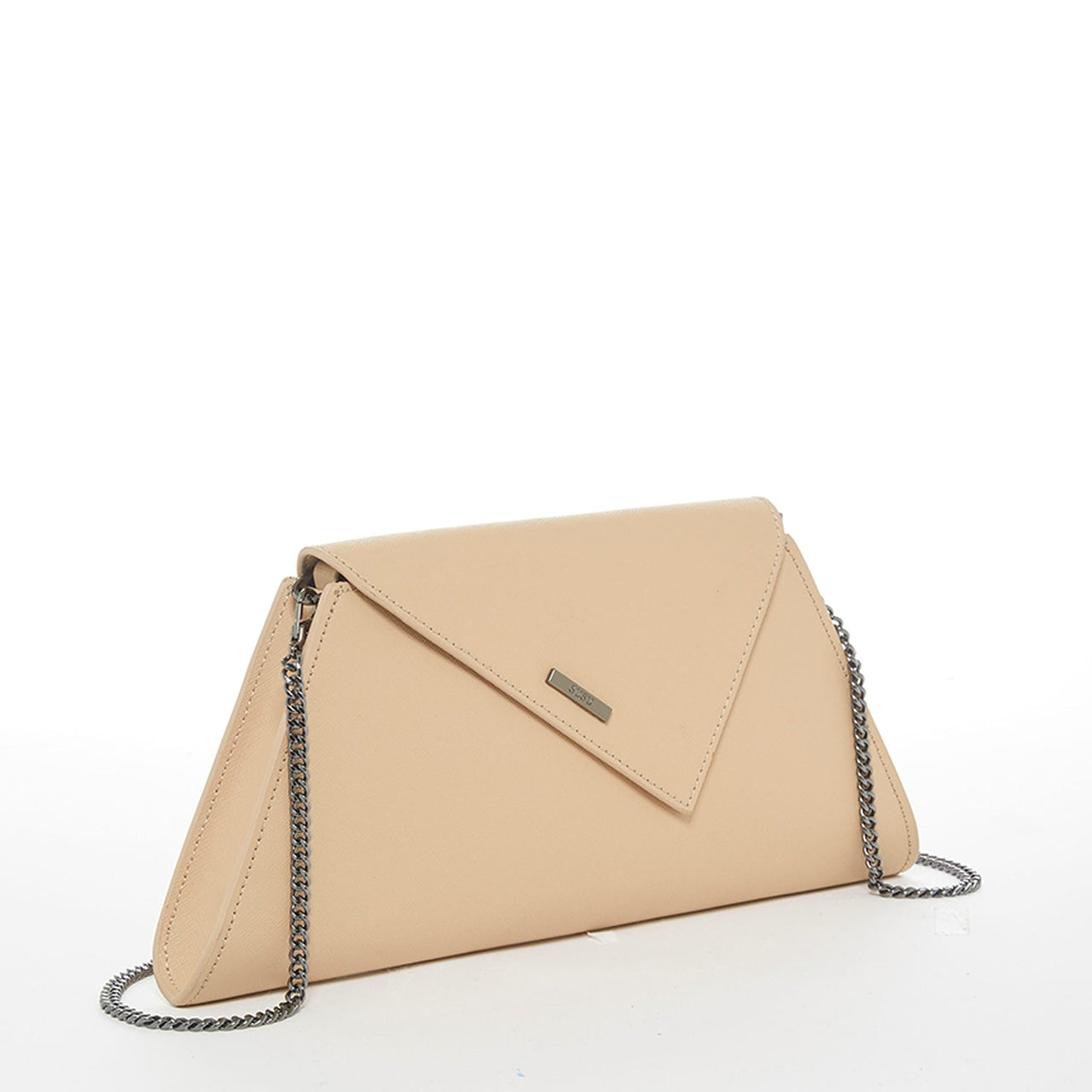 Angelica Nude Leather Clutch Purse -