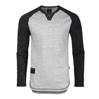 Thumbnail for Long Sleeve Contrast Raglan Henley V-Neck T-Shirts - 1 COLOR -